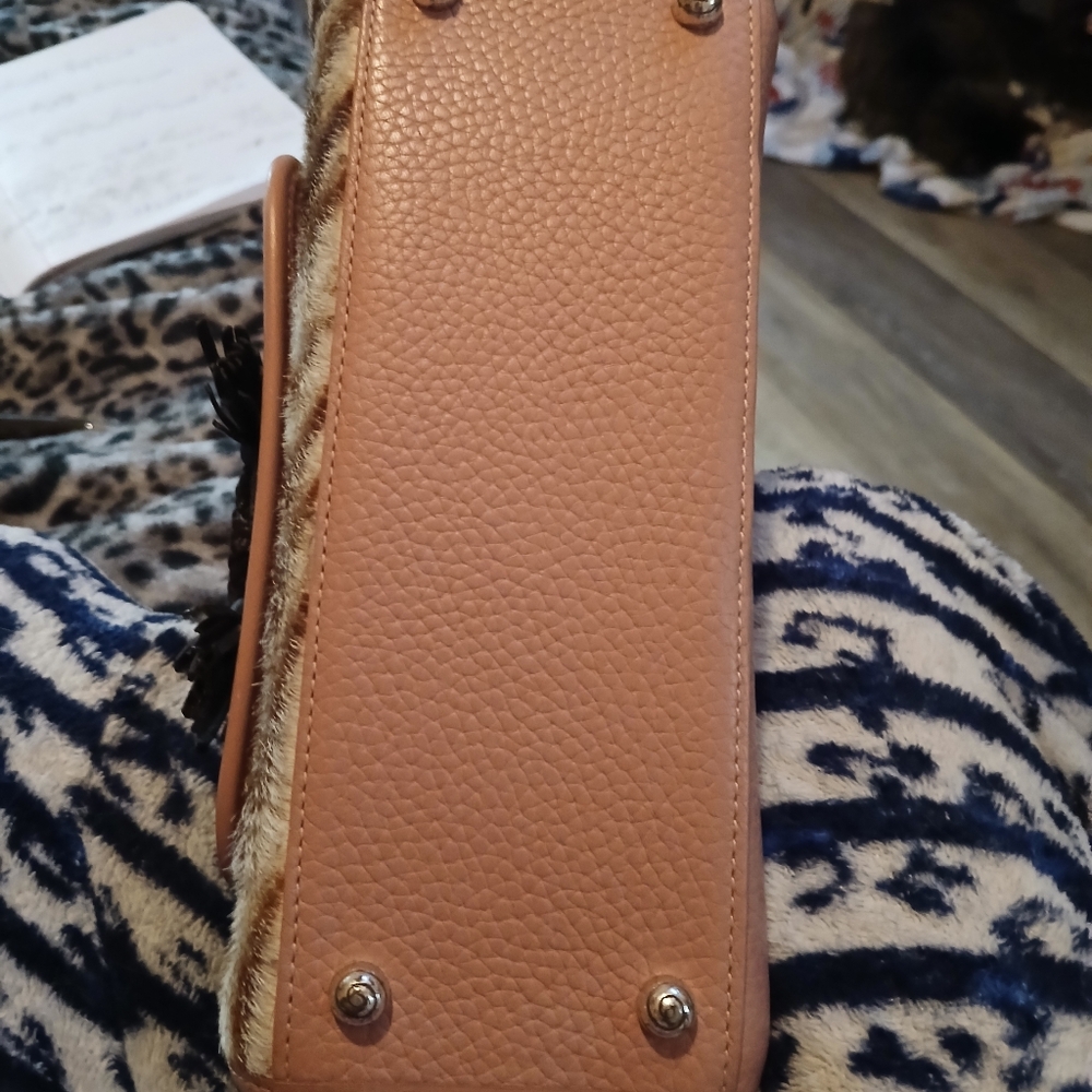 Stylish Pink and Brown Women's Handbag - Picture 5 of 7